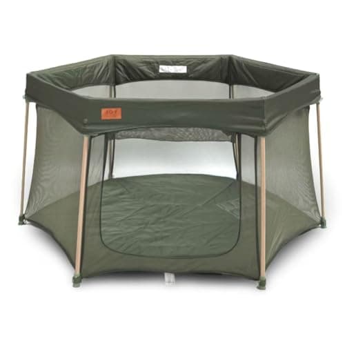 Image of Venture All Stars Joy Award-Winning Foldable Baby Playpen – Large, Portable Play Pen for Babies & Toddlers, Breathable Mesh & Fitted Mat, Easy to Set Up, Includes Travel Bag - Green (6-36 Months)