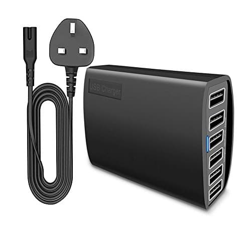 Image of USB Charger Station, 60W 12A 6-Port USB Charging Block Multi Ports Desktop Charger Dock Hubs Compatible with iPhone, Android, iPad, Tablets & More