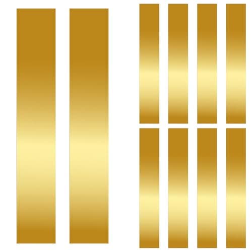 Image of Glarks 10pcs L x W x T 5.9 x 0.98 x 0.002’’ Rectangular Brass Shim Stock Assortment, Brasses Strips Metal Shims Brass Sheet, Shim Stock Sheet for Trim Gap Filler/DIY/Industrial Use