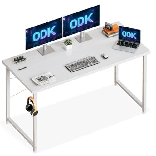 Image of ODK 120×48 cm Desk, Small Computer Desk for Home Office, Study Office Table for Small Space, Easy Assembly, White