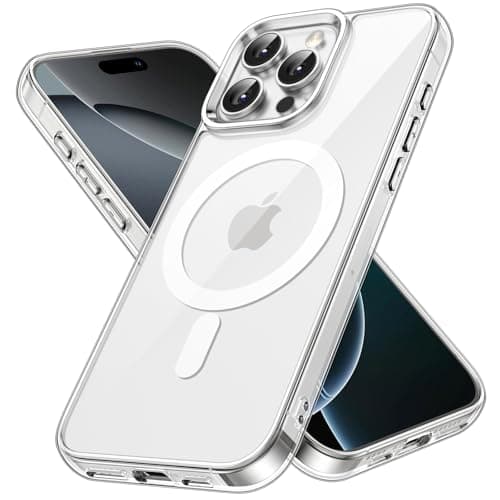 Image of JETech Magnetic Case for iPhone 16 Pro Max 6.9-Inch Compatible with MagSafe, Shockproof Phone Bumper Cover, Anti-Scratch Clear Back (Clear)