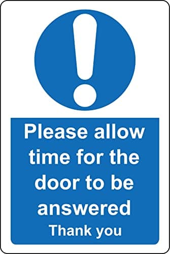 Image of Please allow time for the door to be answered sign - Self adhesive sticker (150mm x 100mm)