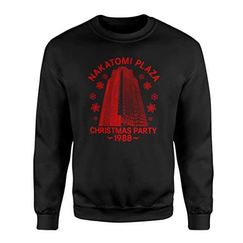 Image of SMARTYPANTS Nakatomi Plaza Building Christmas Jumper Sweatshirt - Novelty Festive Merry Xmas Eve Work Party 1988 Action Thriller Detective Classic Movie Film Cinema Gift Present (5XL, Black Prime)