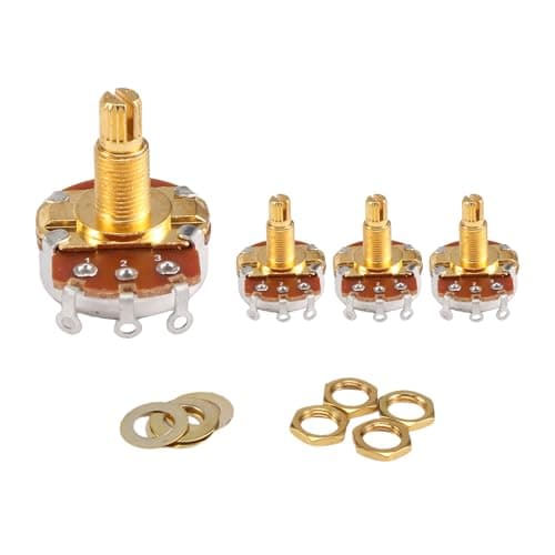 Image of Giyofom Shaft Full Metric Sized Control Pots A500K Audio Taper Potentiometers Pot for Electric Guitar (Set of 4)