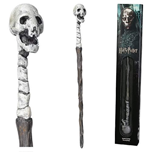 Image of The Noble Collection - Death Eater Skull Wand In A Standard Windowed Box - 14in (35cm) Wizarding World Wand - Harry Potter Film Set Movie Props Wands