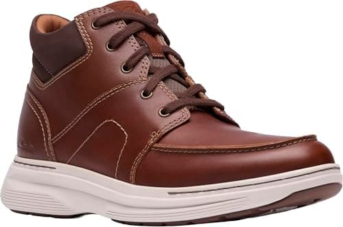 Image of Clarks Men's Craftwell Mid Ankle Boot, Dark Tan Leather, 8.5 Wide