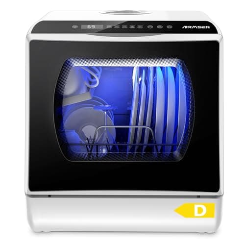 Image of AIRMSEN Mini Table Top Dishwasher - Upgraded 6 Programs Portable Countertop Dishwasher No Plumbing with 2 Water Supply Modes for Kitchen Apartment Outdoor - with Baby Care Mode