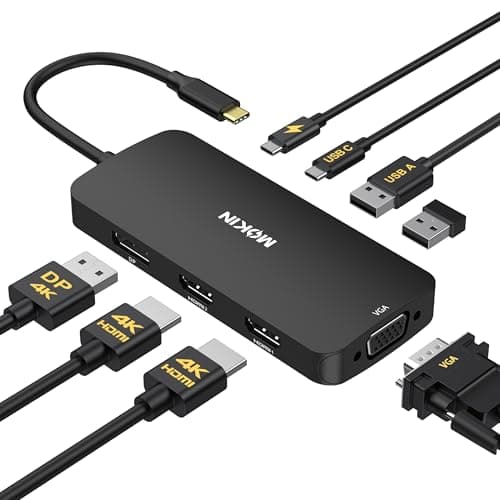 Image of USB C Docking Station Dual Monitor 2 HDMI, 8 in 1 Laptop Dock with Dual HDMI, DisplayPort, VGA, PD, 3 USB Ports, USB C Hub Multiport Adapter for Dell, HP, Lenovo Thinkpad,Surface(Black)