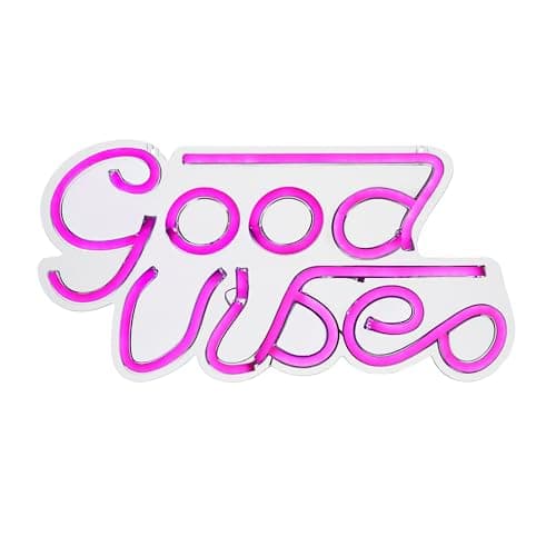 Image of RED5 USB Good Vibes Pink LED Wall Hanging Neon Effect Acrylic Mood Light Sign