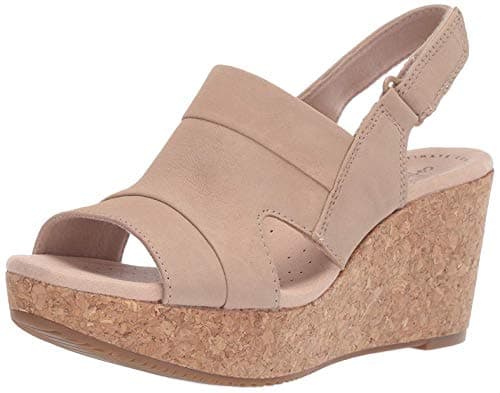 Image of Clarks Women's Annadel Ivory Wedge Sandal, Sand Nubuck, 5.5 UK