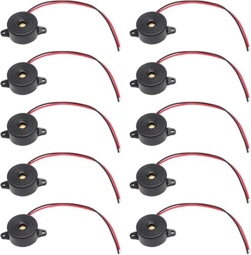 Image of 10 Pcs Buzzer Alarm, DC 3-24V High Decibels Continuous Sounder with Lead Wire, SFM-20B 2312 Active Piezo Buzzer Buzzerphone Beep Tone Speaker Alarm