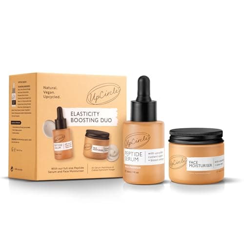 Image of UpCircle Elasticity Boosting Duo – Peptide Serum and Face Moisturiser Duo – Niacinamide, Tripeptide + Aloe Vera – Boosts collagen + elasticity - Vegan + Cruelty-Free