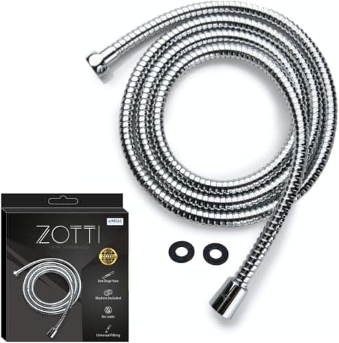 Image of Zotti Shower Hose 1.5m | Stainless Steel Replacement Shower Hose | Leakproof and Anti-Kink | Universal Standard Fitting | High Pressure Resistance | Easy DIY Replacement | Includes 2 Washers