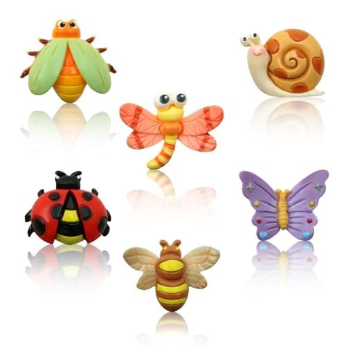 Image of Set of 6 Insect Themed Brooch Pins Bee Butterfly Dragonfly Ladybug Cicada Snail Brooch Pin Resin Backpack Pins Cute Cartoon Animal Badges for Kids Boys Girls T-Shirt Bags Clothing Accessories