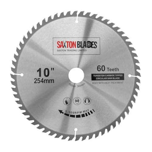 Image of TCT25460T Saxton TCT Circular Wood Saw Blade 254mm x 30mm Bore x 60T for Bosch Makita Dewalt