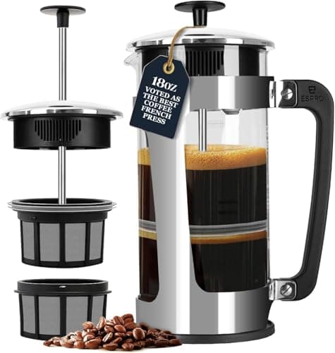 Image of ESPRO - P5 Cafetiere 2 Cups French Press Coffee Maker – Patented Double Micro-filter for Sludge and Grit Free Brew Heat Resistance Borosilicate Glass - 18oz
