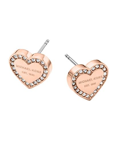Image of Michael Kors MK Logo Heart Rose Goldtone Post Earrings