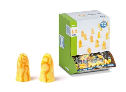 Image of MelLows Earplugs, 200 Pairs of 22dB SNR Orange Earplugs in Dispenser Box