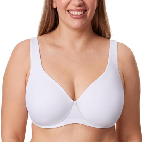 Image of Delimira Women's Minimiser Bra Plus Size Non Padded Underwired Seamless Comfort Bras White 40G