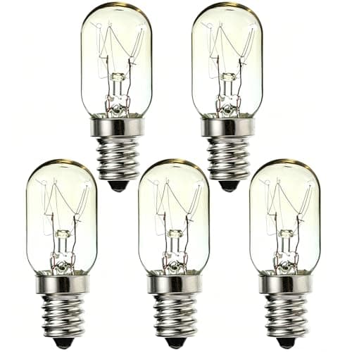Image of Sunnylinn 15W E14 Screw Salt Lamp Bulbs 230V, Scentsy Warmer Bulb Small Edison Screw SES Warm White 2700K, E14 Sewing Machine Light Bulb, Pygmy Fridge Bulb T20 E14 Oven Microwave Bulb (5-Pack).