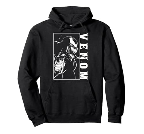 Image of Marvel Venom Side View Tongue Out Pullover Hoodie, Adult Unisex, Black, X-Large