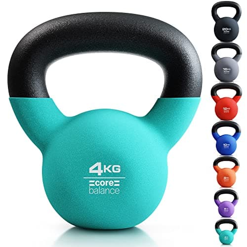 Image of Core Balance 4kg Kettlebell Weight Cast Iron Neoprene Coated Heavy Duty Strength Training (Teal)