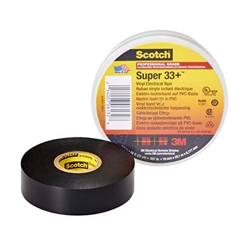 Image of 3M 80611207012 33+ Scotch Super Electrical Tape, Vinyl, 19 mm x 20 m, Black