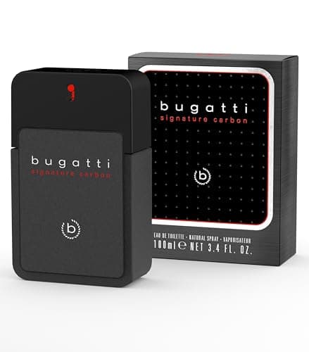 Image of bugatti signature carbon men's perfume, 100 ml, spicy, amberry, eau de toilette for all ages, perfume for men with nuances of lavender, musk, amber and patchouli, urban, elegant, masculine