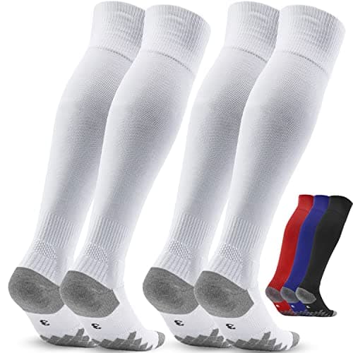 Image of Northdeer Football Socks Men Women Knee High UK 2.5-11 Sport Socks Trainer Socks 2 Pairs (White XL/9-11)