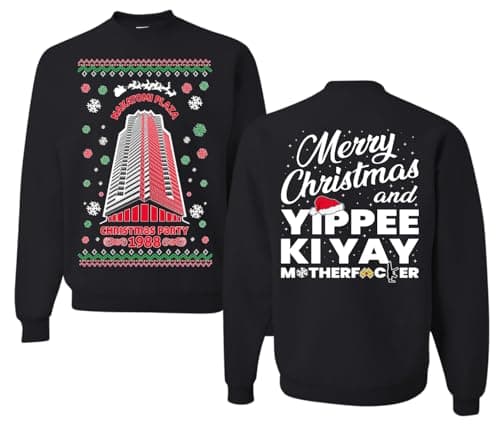 Image of Wild Bobby Nakatomi Plaza Christmas Party 1988 Classic McClane Die Hard Ugly Christmas Sweater Crewneck Sweatshirt, Fb-black-color Nakatomi, M