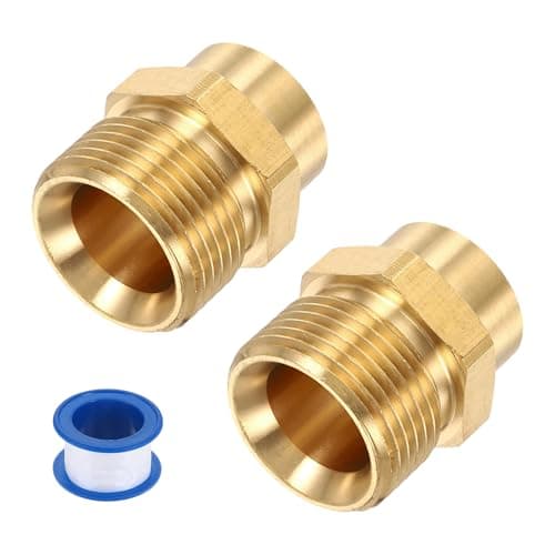 Image of sourcing map 2Pcs Pressure Washer Adapter, G1/4" Female to M22 14mm Male Quick Connect Fittings Brass Swivel Adapter with Sealant Tape for Pressure Power Washers Hose