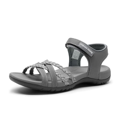 Image of DREAM PAIRS Women's Sandals Light Weight Hiking Sandals for Women Comfortable Athletic Quick-Drying Walking Hiking Water Sandals,Size 8,Grey,DWUMST2504
