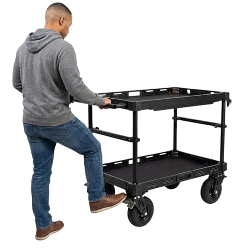 Image of DF DIGITALFOTO Professional Video Production Camera Cart with 9" Pneumatic Wheels, 661lbs (300KG) Heavy Duty Foldable Film Director Trolley, Studio Mobile Workstation for DIT & Photographer (Large)