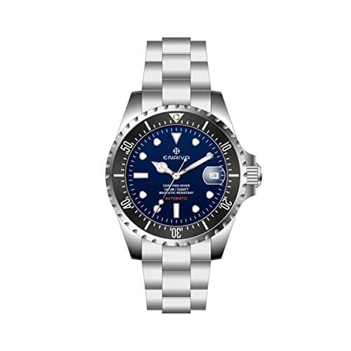 Image of ENRIVA Men's Automatic Pro Dive Mens Watch Rotating Ceramic Bezel Diving Watches Self-Wind Professional Diver Watches for Men, Blue dial(Ceramic Bezel), Diving Watch