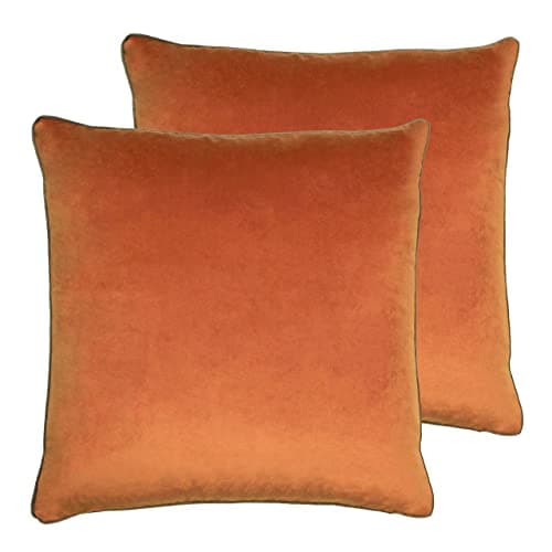 Image of Paoletti Meridian Polyester Filled Cushions (Twin Pack), Polyester, Pumpkin/Mocha