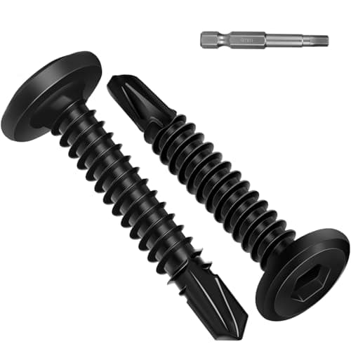 Image of Wavanta 50Pcs Self Tapping Screws, 5.5 x 25mm Flat Head Self Drilling Screws for Metal, Black 410 Stainless Steel Screw, Hex Socket, Tek Screw with Screwdriver Bit
