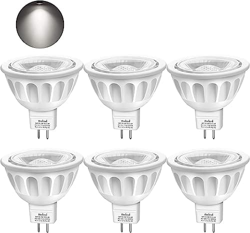 Image of Boxlood MR16 LED Bulbs, 12 Volt, GU5.3 Bi-Pin Base, 40-Degree, 5-Watt (50-Watt Equivalent), 500 Lumen, 6000K Cool White, Spotlight LED Bulbs, 6 Pack