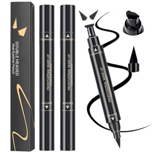 Image of 2pcs Liquid Eyeliner Stamp & Pen - Long-lasting Winged Eye Liners Pen - Smudge-Proof Black Liquid Eye Liner
