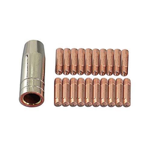 Image of RIVERWELD MIG MAG Contact Tips M6 0.6mm 140.0008 Conical Gas Nozzle 145.0075 1.20mm Copper Shroud Assort Size kit for 15AK MB15 Co2 Welding Torch 21pcs