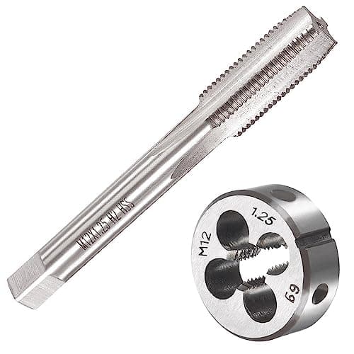 Image of Saipor M12 X 1.25 Metric Tap and Die Set M12 X 1.25mm HSS Straight Fluted Machine Thread Right Hand Screw Tap and Round Threading Die