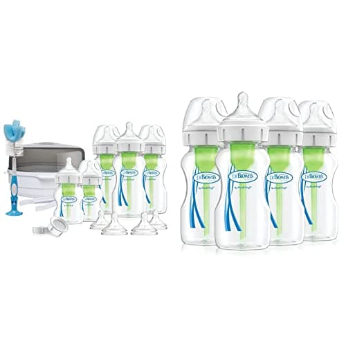 Image of Dr. Brown's Options+ Anti-Colic Baby Bottle, Wide Neck, Newborn Gift Set & Options+ Anti-Colic Baby Bottles, Four Pack, 270 ml Bottles