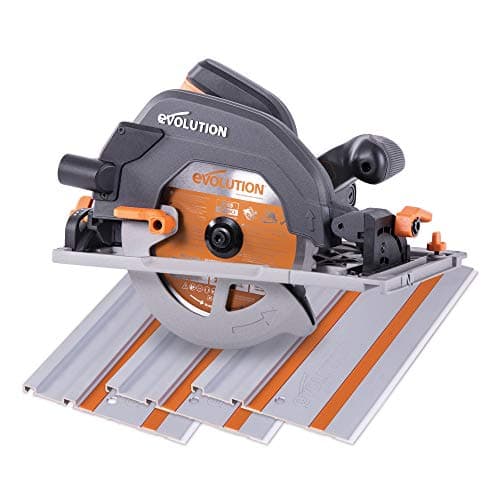 Image of Evolution Power Tools R185CCSX Circular Saw With 1020 mm 3-Piece Track | Multi-Material Blade, Cuts Wood, Metal, Plastic & More | Incl Dust Port Adapter | 185mm (230v)