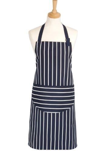 Image of Classic Butcher's Stripe 100 Percent Cotton Standard Length Adult Apron, Navy Blue