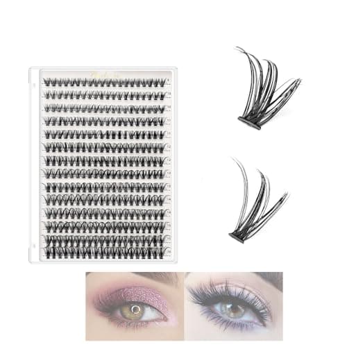 Image of ieron Cluster Lashes 280pcs C/D/DD Curl False Lashes 9-16mm Eyelash Extensions for DIY Make-up Beauty, 30P + 40P Combination