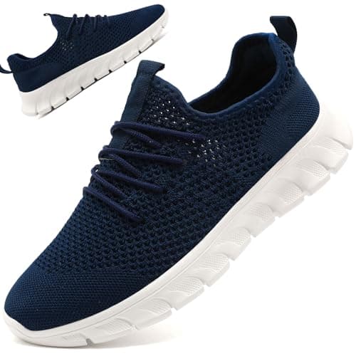 Image of RJYWGS Trainers for Men Women Running Gym Shoes Sneakers Sports Walking Breathable Workout Tennis Trainers Men Women Navy Size 5 UK(Label Size:38)