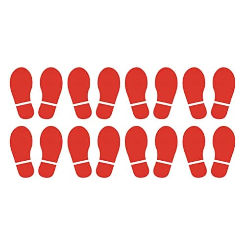 Image of PATIKIL 8x3.3" Footprint Sticker, 8 Pairs PVC Shoes Floor Decal Sign for Class Decor Stair Guide, Red