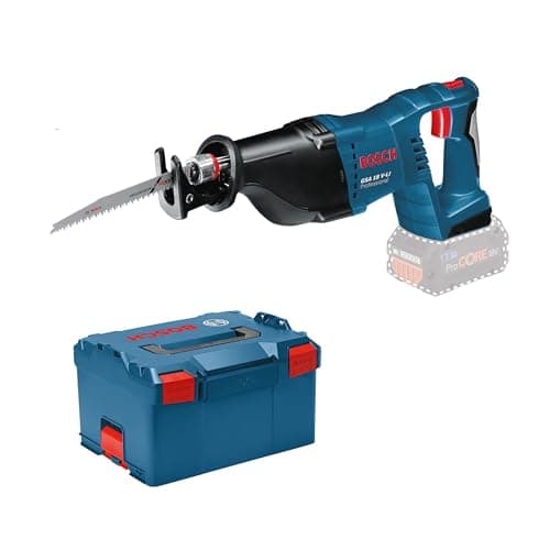 Image of Bosch Professional 18V System Cordless Reciprocating Saw GSA 18 V-LI (Including 2X reciprocating Saw Blades (Wood/Metal), Without Battery/Charger, L-BOXX 238)