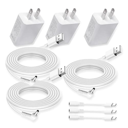 Image of 3 Pack Power Adapter Plug Charger for Ring Stick Up Cam Plug-in Camera & Ring Pan Tilt Stick Up,Ring Spotlight Cam, Ring Spotlight Cam Pro/Spotlight Plus Camera Charging Cord Cable 13.2ft White