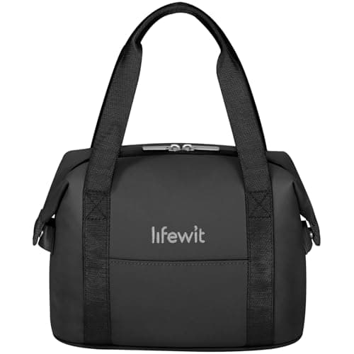 Image of Lifewit Insulated Lunch Bag for Women, Thermal Lunch Box Container Organizer with Zips for Adult Men, Lightweight Waterproof Tote Bag for Work Picnic Travel, Black, 6L