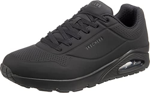Image of Skechers Men's Uno Stand On Air Trainers, Black Durabuck/Black Trim, 8 UK Wide